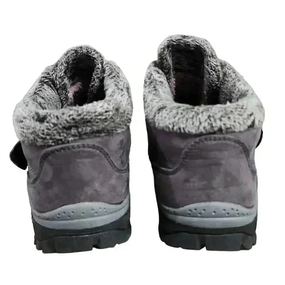 Fashion Womens Thermal Villi Leather Faux Fur High Top Winter Boots Gray Size 38 - Picture 8 of 10